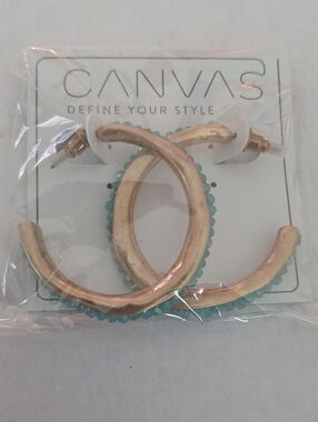 Canvas gold-tone open hoop earrings